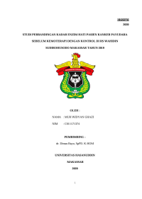 Image of Studi perbandingan kadar enzim hati pasien kanker payudara sebelum kemoterapi dengan kontrol di rs wahidin sudirohusodo makassar tahun 2019