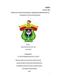 Image of Hubungan antara bayi berat lahir rendah (bblr) dengan kejadian stunting pada balita