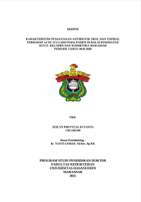 Image of Karaktristik Penggunaan Antibiotik Oral Dan Tipiikal Terhadap Acne Vulgaris Pada Pasien Di Balai Kesehatan Kulit, Kelamin Dan Kosmetika Makassasr Periode Tahun 2018-2020