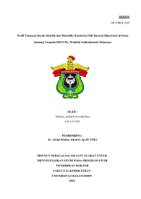 Image of Profil Tekanan Darah (Sistolik dan Diastolik) Penderita PJK Disertai Hipertensi di Pusat Jantung Terpadu RSUP Dr. Wahidin Sudirohusodo Makassar