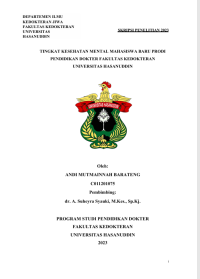 Image of Tingkat kesehatan mental mahasiswa baru prodi pendidikan dokter fakultas kedokteran Universitas Hasanuddin