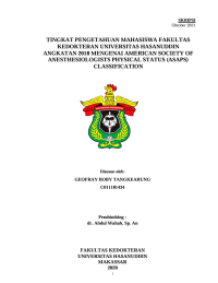 Image of Tingkat Pengetahuan Mahasiswa Fakultas Kedokteran Universitas Hasanuddin Angkatan 2018 Mengenai American Society Of Anesthesiologists Physical Status (ASAPS) Classification