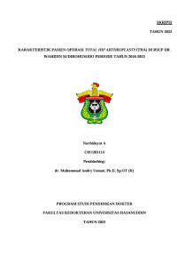 Image of Karakteristik pasien operasi total hip arthroplasty (tha) di rsup dr. Wahidin sudirohusodo periode tahun 2018-2023