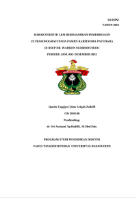 Image of Karakteristik lesi berdasarkan pemeriksaan ultrasonografi pada pasien karsinoma payudara di RSUP DRWS periode Januari -Desember 2022