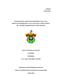 Image of karakteristik pasien osteoarthritis genu yang menjalani pembedahan total knee replacement di RSUp DRWS tahun 2020-2023
