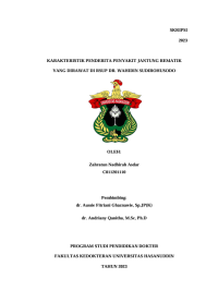 Image of Karakteristik penderita penyakit jantung rematik yang dirawat di RSUP DR. Wahidin Sudirohusodo
