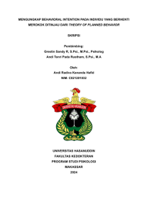 Image of Mengungkap behavioral intention pada individu yang berhenti merokok doitinjau dari theory of planned behavior