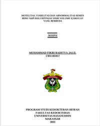 Image of Motolitas, Viabilitas Abnormalitas Semen Beku Sapi Bali Ditinjau Dari Volume Ejakulat Yang Berbeda