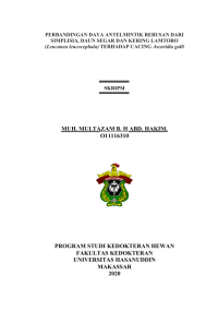 Image of Perbandingan daya antelmintik rebusan dari simplisia, daun segar dan kering lamtoro (leucanea leucocephala) terhadap cacing ascaridia galli