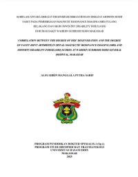 Image of Korelasi antara derajat regenerasi diskus dengan derajat artritis sendi faset pada pemeriksaan magnetic resonance imaging (mri) tulang belakang dan skor oswestry disability index (odi)