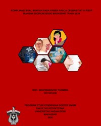 Image of Komplikasi mual muntah pada pasien pasca operasi THT di RSUP Wahidin Sudirohusodo tahun 2024