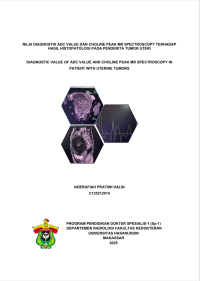 Image of Nilai diagnostik adc value dan choline peak mr spectroscopy terhadap hasil histopatologi pada penderita tumor uteri