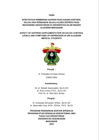 Image of Efektivitas pemberian safron pada kadar kortisol saliva dan perbaikan gejala klinis depresi pada mahasiswa kedokteran di unversitas islam negeri alauddin makassar