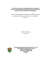 Image of Faktor-faktor risiko yang berpengaruh terhadap kejadian exercise induced bronchoconstriction pada dewasa muda di universitas hasanuddin