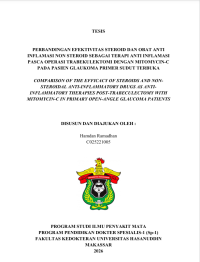 Image of Perbandingan efektivitas steroid dan obat anti inflamasi non steroid sebagai terapi anti inflamasi pasca operasi trabekulektomi dengan mitomycin-C pada pasien glaukoma primer sudut terbuka