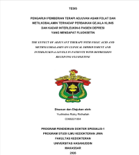 Image of Pengaruh pemberian terapi adjuvan asam folat dan metilkobalamin terhadap perbaikan gejala klinis dan kadar interleukin-6 pasien depresi yang mendapat fluoksetin