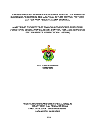Image of Analisis pengaruh pemberian budesonide tunggal dan kombinasi budesonide-formoterol terhadap nilai asthma control test (ACT) dan fev1 pada penderita asma bronkhial