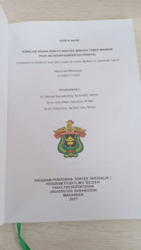 Image of Korelasi kadar RDW-CV dan cea sebagai tumor marker pada kejadian kanker kolorektal