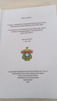 Image of khasiat probiotik strain bakteri dan ragi pada pengobatan anak dengan defisiensi besi