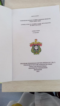Image of Hubungan kadar vitamin D dengan resistin pada anak obes