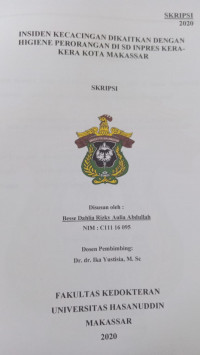Image of Insiden kecacingan dikaitkan dengan higiene perorangan di SD inpres kera-kera kota Makassar