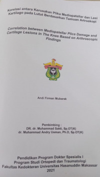 Image of Korelasi antara kerusakan plika mediopateller dan lesi kartilago pada lutut berdasarkan temuan artroskopi