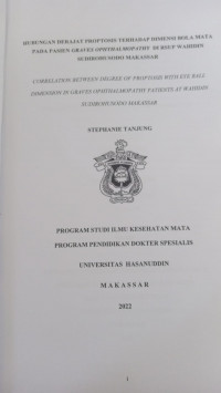 Image of Hubungan derajat proptosis terhadap dimensi bola mata pada pasien graves ophthalmopathy di RSUP Wahidin Sudirohusodo