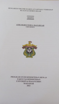 Image of Pengaruh volume ejakulat sapi bali terhadaop kualitas semen segar