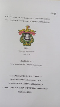 Image of Karakteristik ibu hamil dengan kejadian hiperemesis gravidarum di Rs St. khadijah I makassar