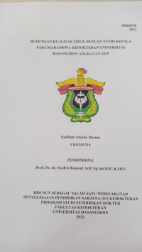 Image of Hubungan kualitas tidur dengan nyeri kepala pada mahasiswa kedokteran Universitas Hasanuddin angkatan 2019