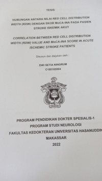 Image of Hubungan antara nilai red cell distribution width (RDW) dengan skor MoCA-INA pada pasien stroke iskemik akut