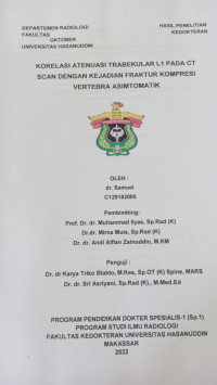Image of Korelasi atenuasi trabekular L1 pada CT scan dengan kejadian fraktur kompresi vertebra asimtomatik