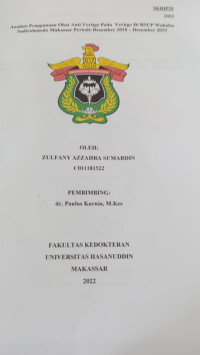 Image of Analisis penggunaan obat anti vertigo pada vertigo di RSUP Wahidin Sudirohusodo Makassar periode Desember 2018-desember 2019