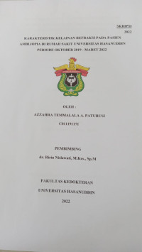 Image of Karakteristik kelainan refraksi pada pasien ambliopia di RS Universitas Hasanuddin periode Oktober  2019-maret 2022