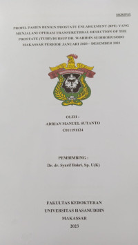 Image of Profil pasien benign prostate enlargement (BPE) yang menjalani operasi transurethral resection of the prostate (TURP) di RSUP DR. Wahidin Sudirohusodo Makassar periode Januari 2020-Desember 2021