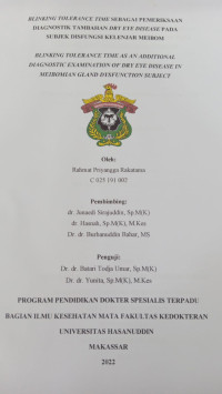 Image of Blinking tolerance time sebagai pemeriksaan diagnostik tambahan DRY EYE Disease pada subjek disfungsi kelenjar meibom(mata)