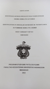 Image of Identifikasi antibodi ireguler pada pasien dengan anemia hemolitik autoimun