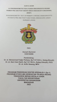 Image of Uji rinomanometri pada pasien rinosinusitis kronis primer pre dan post bedah sinus endoskopi fungsional (BSEF)