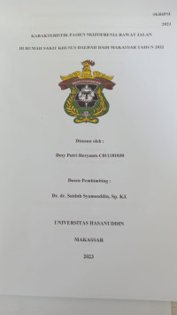 Image of Karakteristik pasien skizofrenia rawat jalan di rumah sakit khusus daerah dadi Makassar tahun 2022