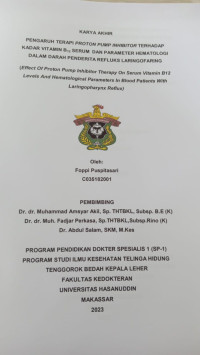 Image of Pengaruh terapi proton pump inhibitor terhadap kadar vitamin B12 serum dan parameter hematologi dalam darah penderita refluks laringofaring