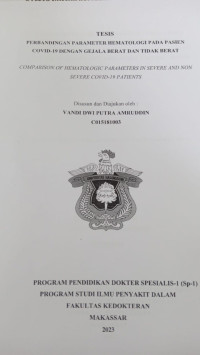 Image of Perbandingan parameter hematologi pada pasien covid-19 dengan gejala berat dan tidak berat