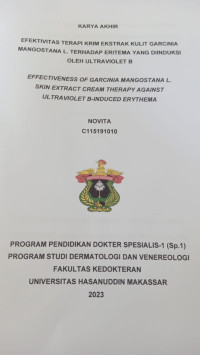 Image of Efektivitas terapi krim ekstrak kulit garcinia mangostana L terhadap eritema yang diinduksi oleh ultraviolet B