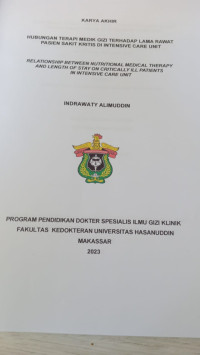 Image of Hubungan terapi medik gizi terhadap lama rawat pasien sakit kritis di intensive care unit