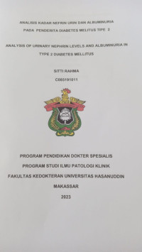 Image of Analisis kadar nefrin urin dan albuminuria pada penderita diabetes melitus tipe 2