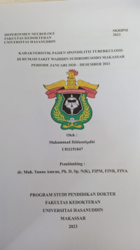 Image of Karakteristik pasien spondilitis tuberkulosis di RSWS Makassar periode Januari 2020-Desember 2021