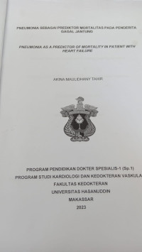 Image of Pneumonia sebagai prediktor mortalitas pada penderita gagal jantung