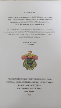 Image of perbandingan mikrobiota gardnerella vaginalis pada vagina wanita HIV dan non HIV di Rs wahidin Sudirohusodo Makassar dan jejaringnya dengan metode kuantitatif PCR