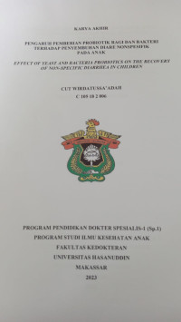 Image of Pengaruh pemberian probiotik ragi dan bakteri terhadap penyembuhan diare nonspesifik pada anak