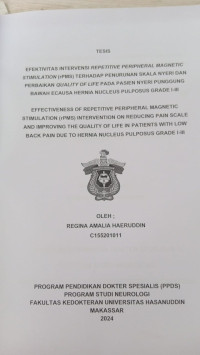 Image of Efektivitas intervensi repetitive peripheral magnetic stimulation (rPMS) terhadap penurunan skala nyeri dan perbaikan quality of life pada pasiennyeri punggung bawah ecausa hernia nucleus pulposus grade I-III